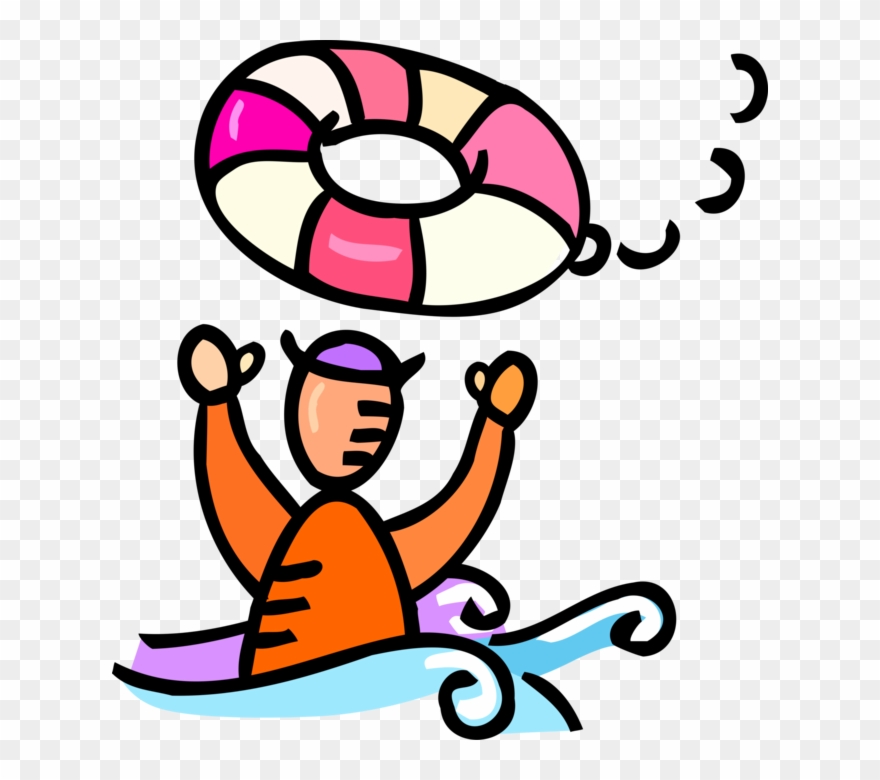 Man Overboard Grabs Ring Vector Image Illustration - Man Overboard Cartoon Clipart