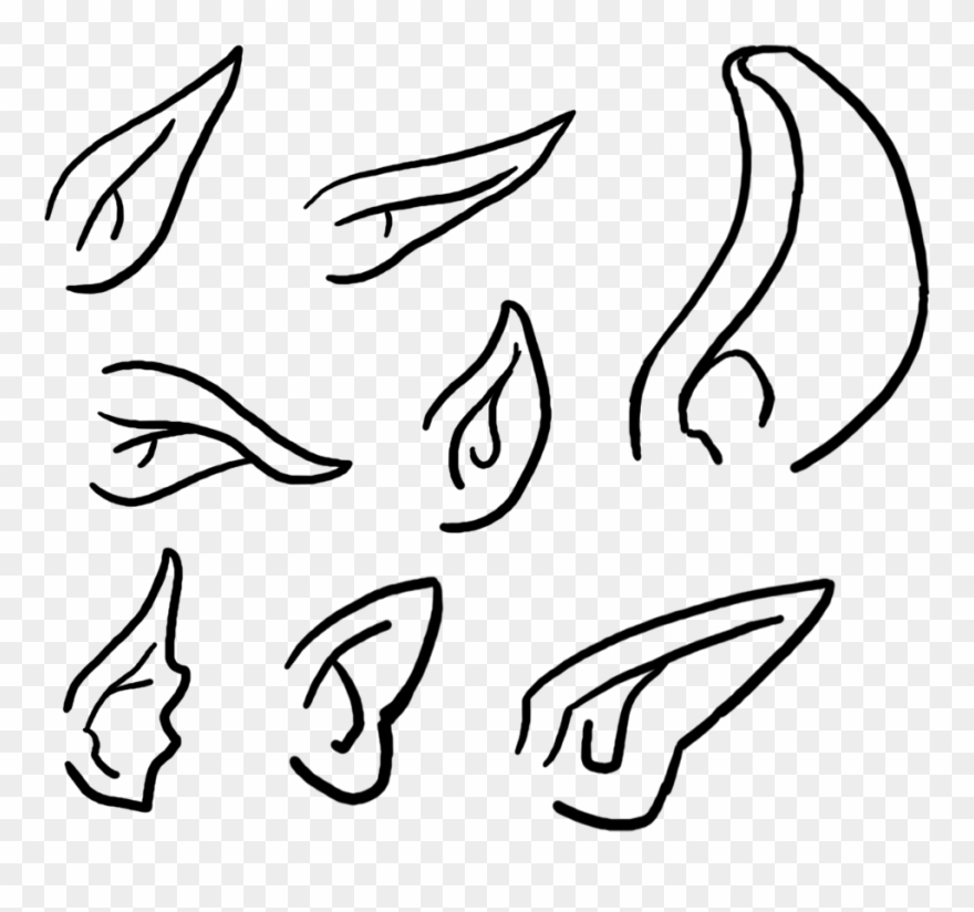 Ashera's Team Contest - Elf Ears Line Art Clipart