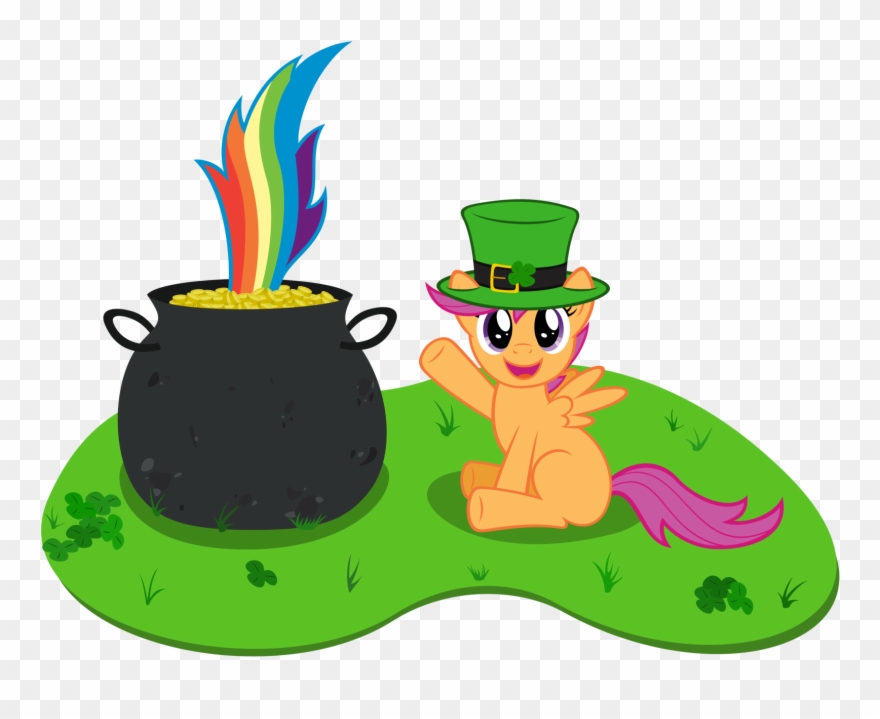 Pot Of Gold At The - Rainbow With Pot Of Gold Clipart