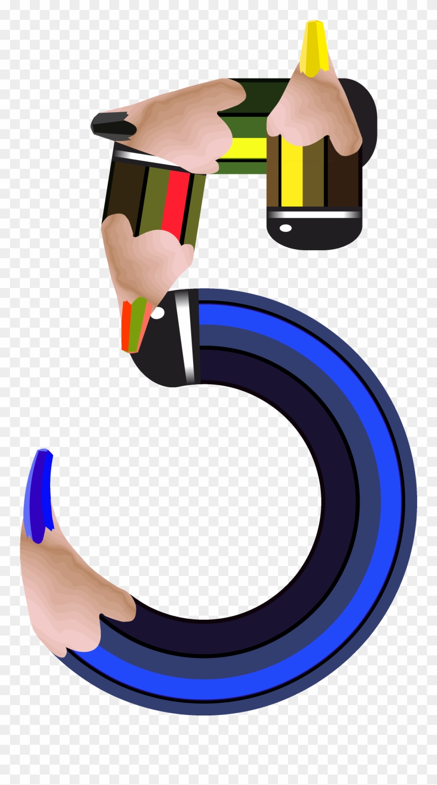 Five Clipart Pencil - Clip Art - Png Download