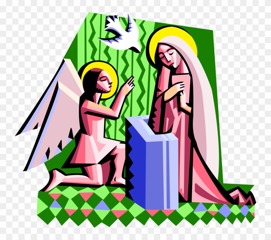 Vector Illustration Of Spiritual Angel Gabriel With - Mary Clipart