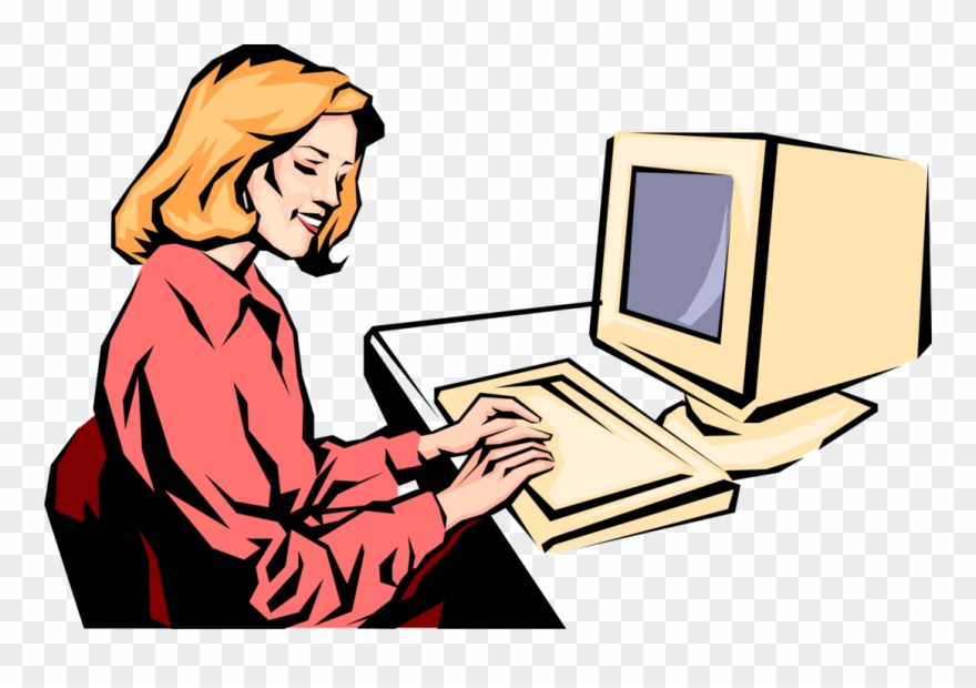 Entrepreneur Works At Computer Vector Image Illustration - Working Woman Clipart Png Transparent Png