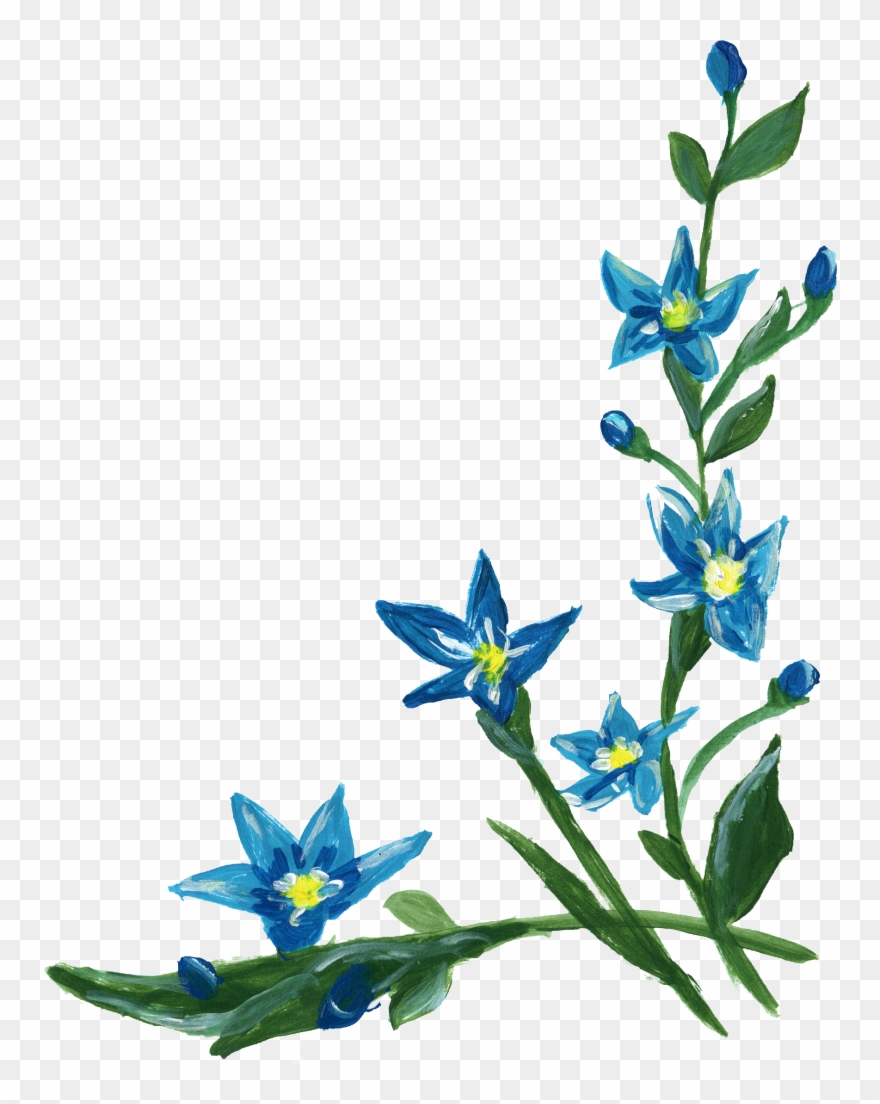 9 Flower Corner Png Transparent Onlygfx Com Black Clip - Blue Flower Corners Transparent