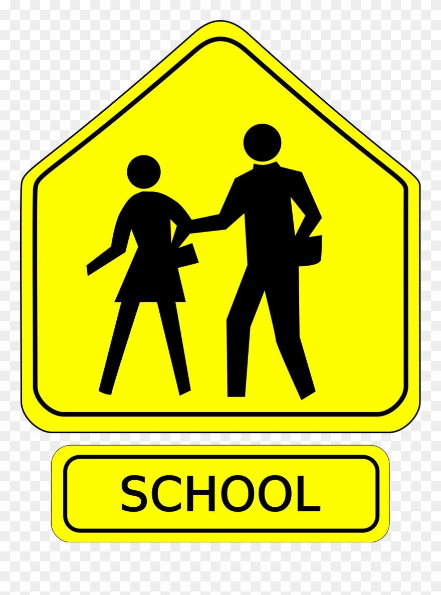Clipart School Crossing Caution - School Crossing Sign Png Transparent Png