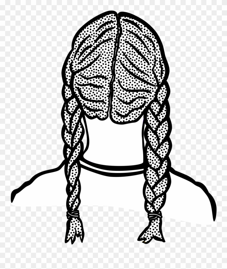 Braids - Lineart - Clip Art Braids - Png Download