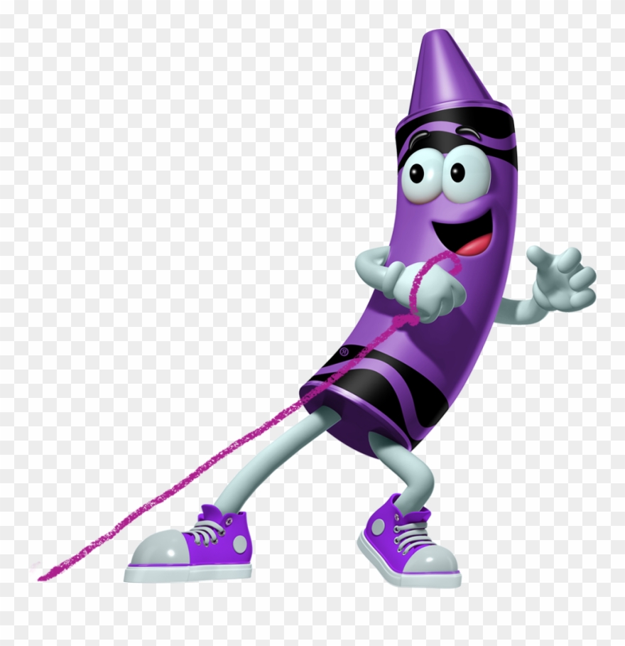 Purple Crayon Cartoon Character Pulling A Purple String - Crayola Crayon Characters Clipart