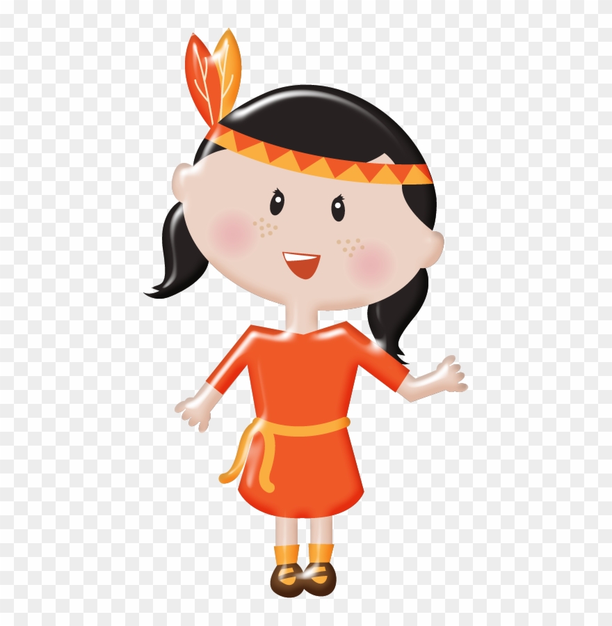 Pocahontas * Índios Nativos - Clipart Thanksgiving Girl Pilgrims - Png Download