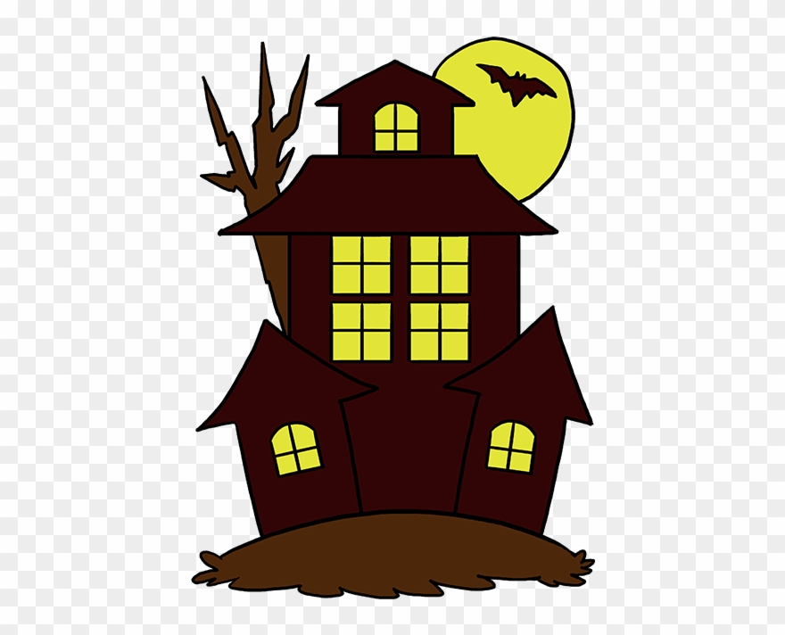 How To Draw Haunted House - Draw A Haunted House Step Clipart
