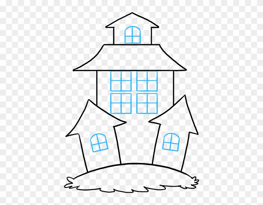 How To Draw Haunted House - Draw A Real Haunted House Clipart