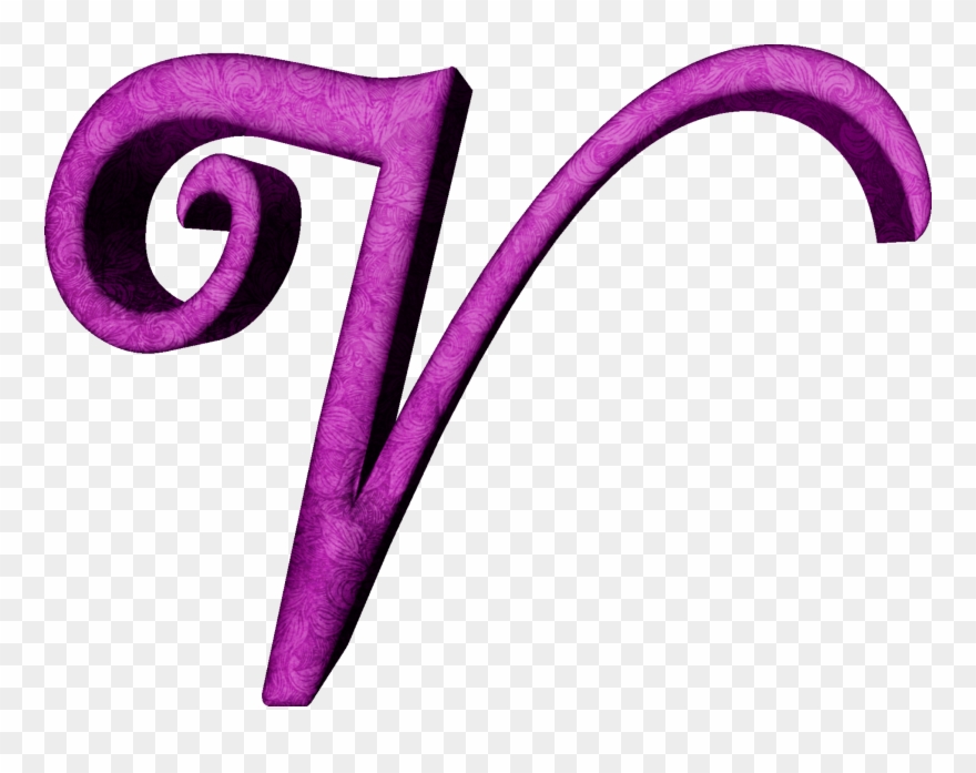 Alfabeto Estampado De Hojas En Fucsiav Script Alphabet, - Letter Clipart