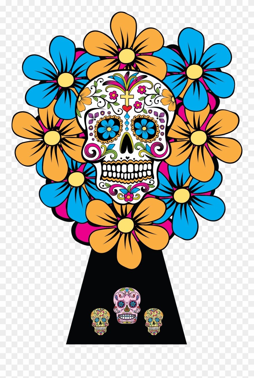 Sugar Skulls Dia De Los Muertos Bouquet - Skulls Of Dia De Los Muertos Png Clipart