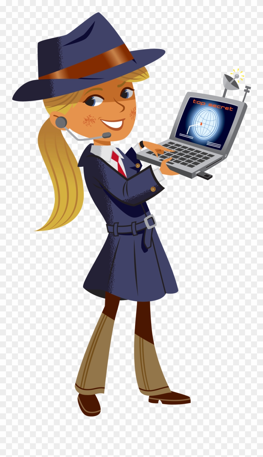 Spy Girl - Secret Agent Girl Cartoon Clipart