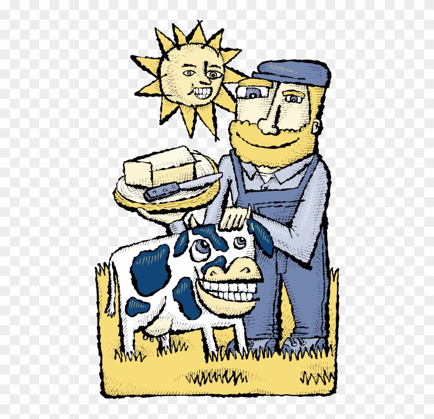 Butter Cow Farmer Manl08 - Cartoon Clipart