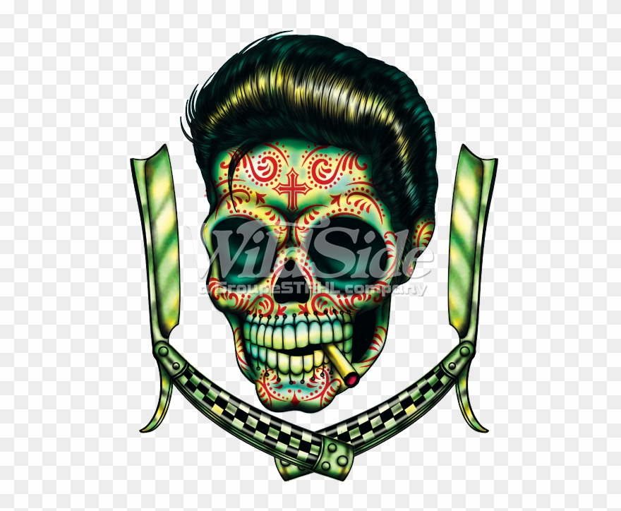 Day Of The Dead Greaser With Razors - Rockabilly Clipart