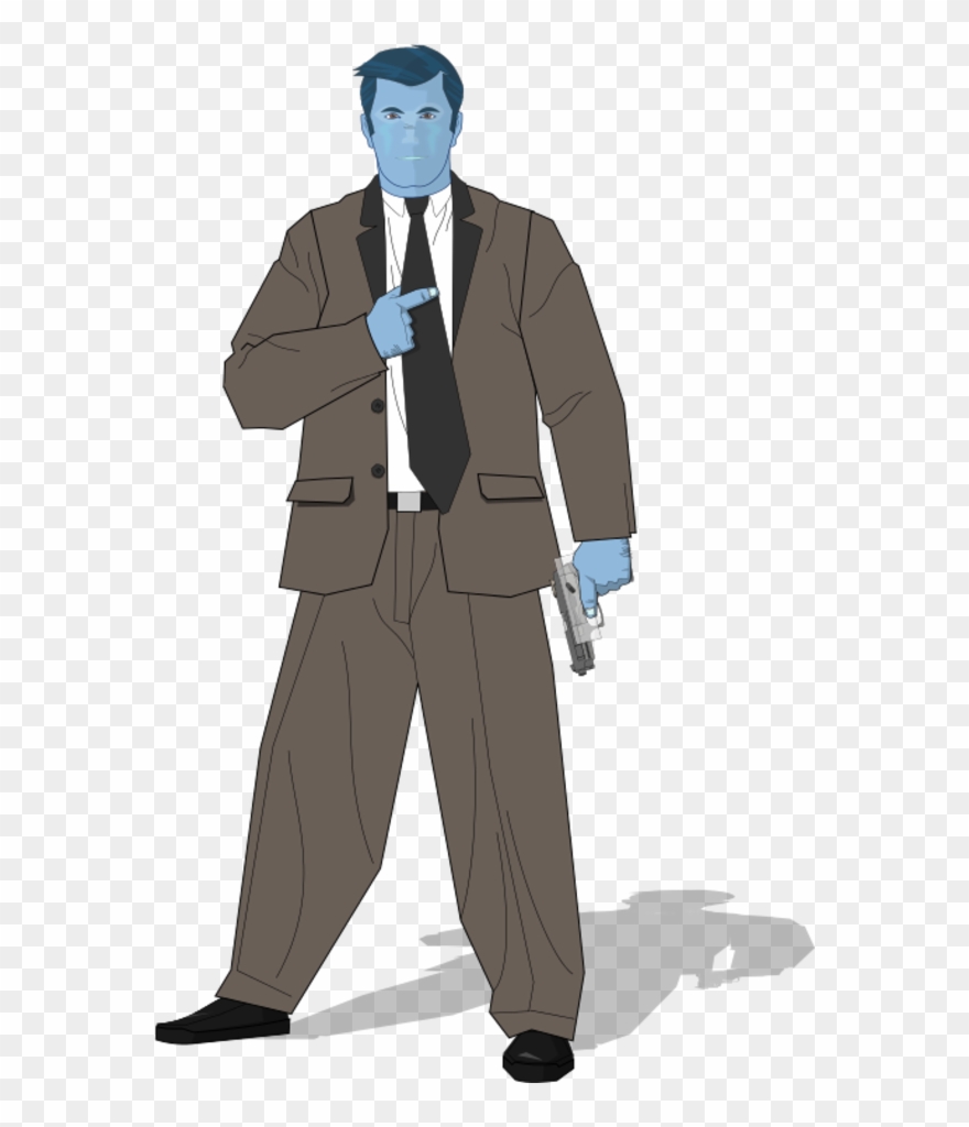 Secret Agent Holding A Gun - Clip Art - Png Download