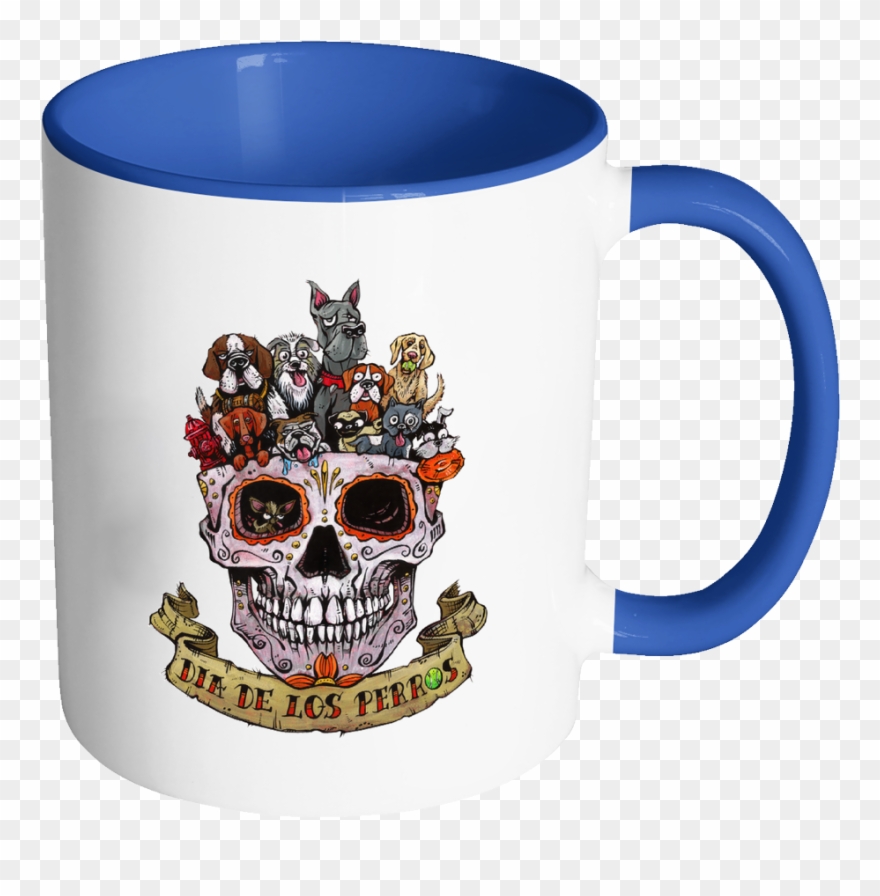 Day Of The Dead Artist David Lozeau, Dia De Los Perros - Sugar Flower Skull And Dog Cabochon Bronze Glass Chain Clipart