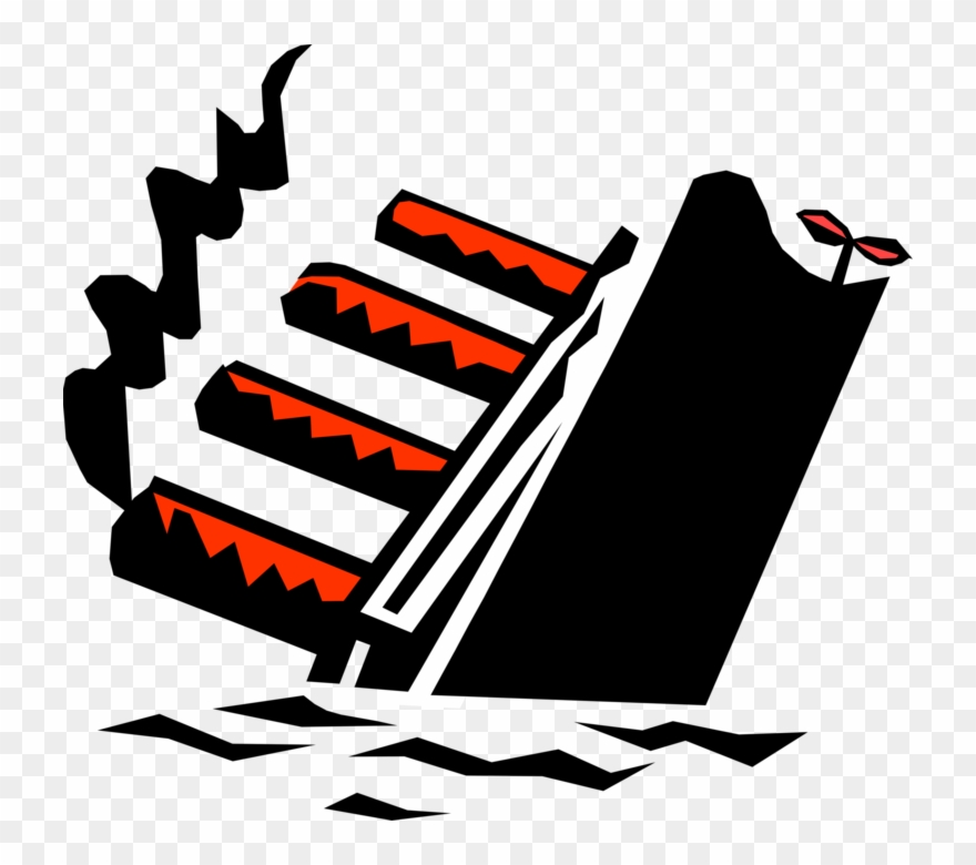 Vector Illustration Of Sinking Titanic Cruise Ship - Inspector Calls Historical Context Clipart