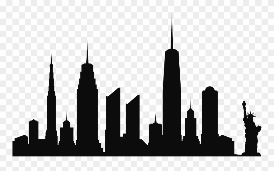 New York City Skyline Silhouette Png Clip Artu200b - Statue Of Liberty Transparent Png