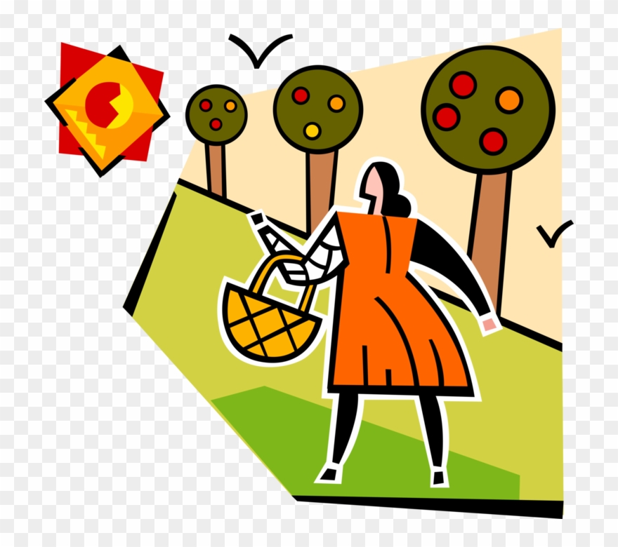 Farm Orchard Worker With Harvest Vector Image - Farm Clipart