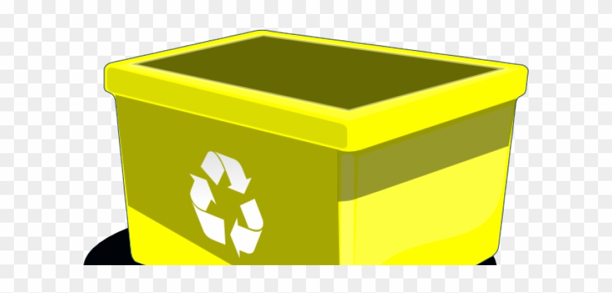 Plastic Clipart Recycling Box - Yellow Paper Recycling Bin - Png Download