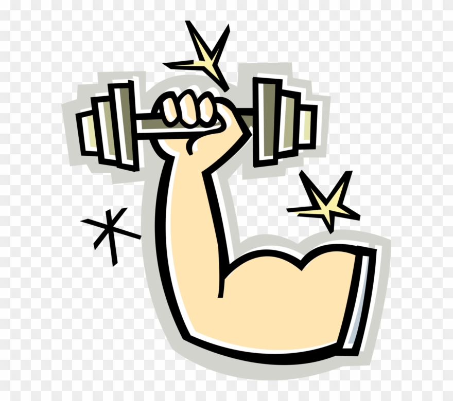 Vector Illustration Of Weightlifter Muscular Arm With - Arm Lifting Weight Clipart - Png Download