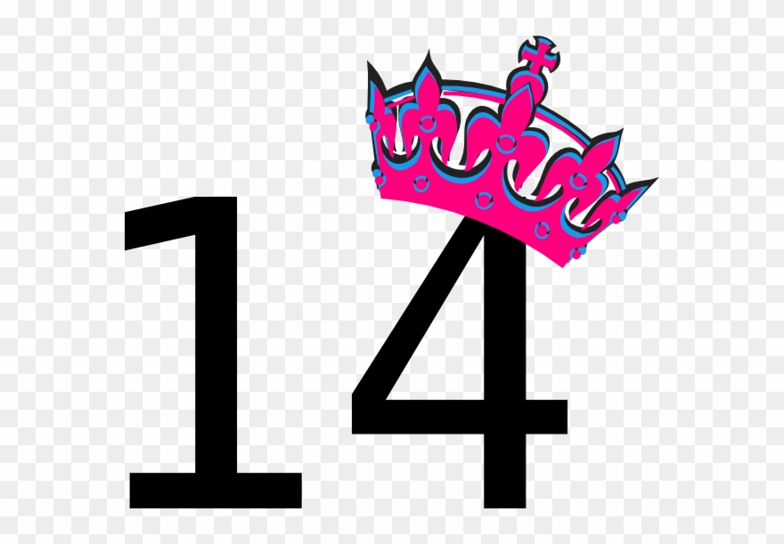 Pink Tilted Tiara And Number 14 Clip Art - Number 14 Clip Art - Png Download