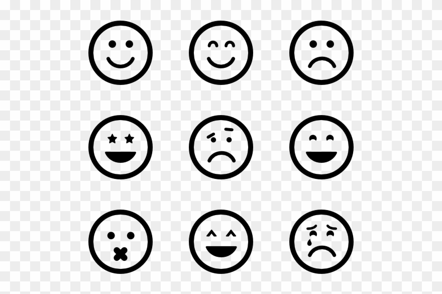 Emoticon Icon Packs Vector Svg Psd - Emotion Clipart Black And White - Png Download