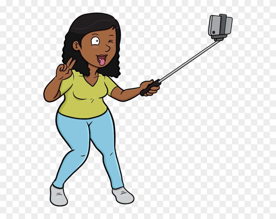 Monica Selfie Stickers - Girl Selfie Cartoon Png Clipart