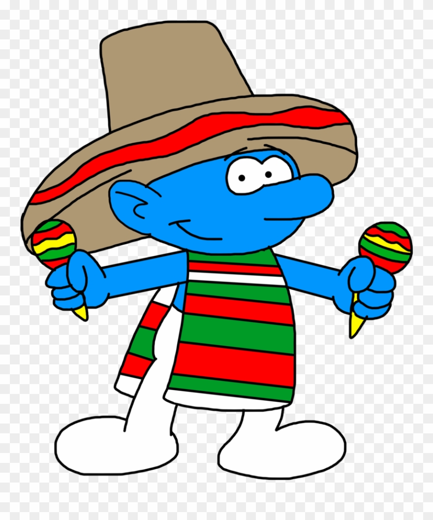Smurf With Dance Outfit - Smurf In A Sombrero Clipart