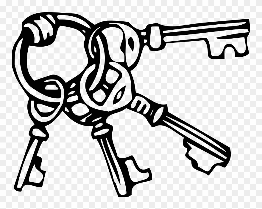 Open Neon Sign Free Keyring - Keys Black And White Clipart