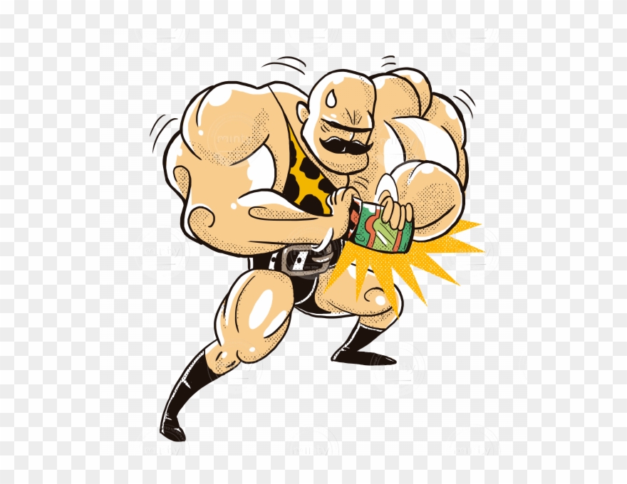 A Strong And Muscled Man Trying To Open A Pickles Pot - Strong & Muscled Clipart