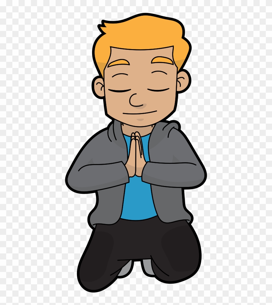Cartoon Man Meditating Religiously - Cartoon Clipart