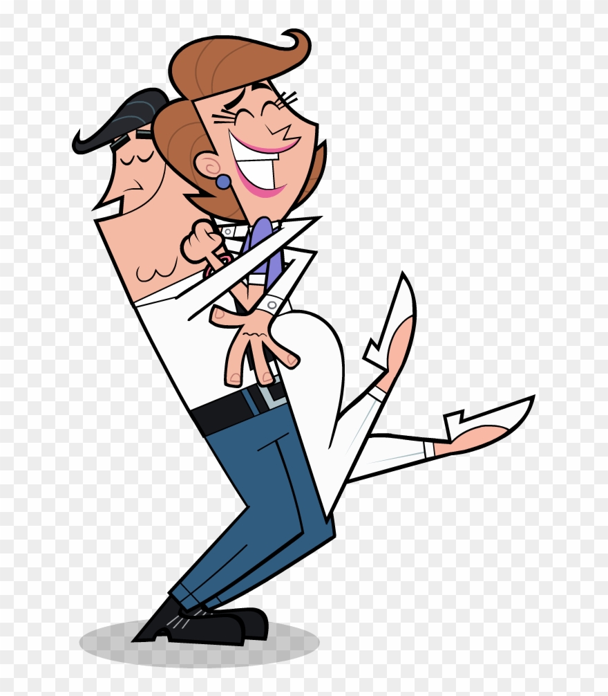 Dad And Mom Hug - Cartoon Clipart