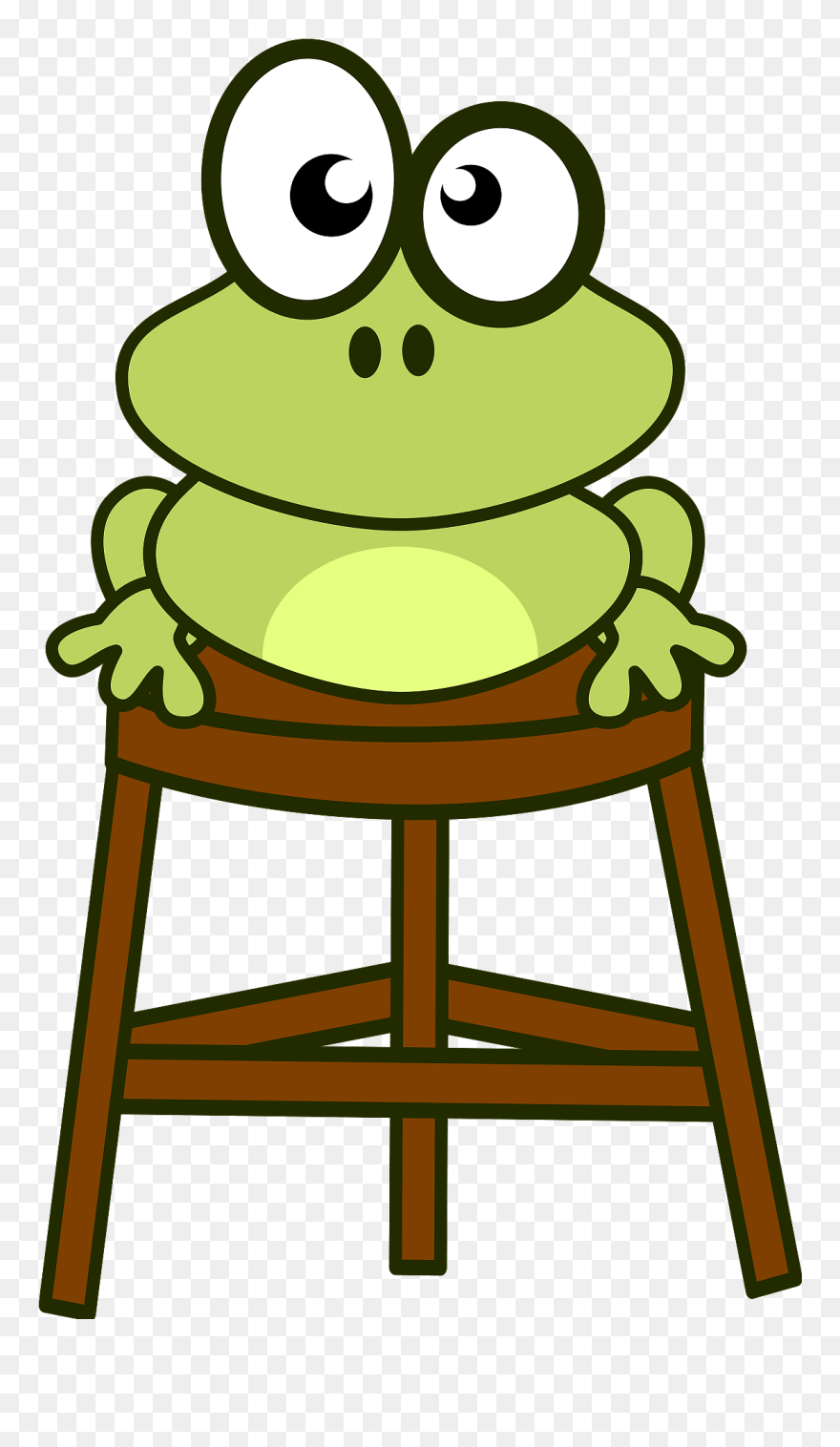 Frog On Stool - Funny Cartoon Frog Shower Curtain Clipart