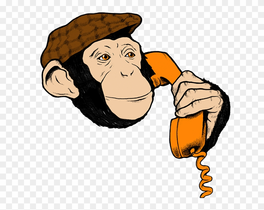 Illustration Of Chimp Talking On The Phone - Illustration Clipart