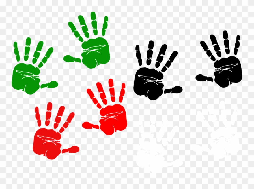 Handprint Clipart Finger Paint - Red And Green Handprint - Png Download