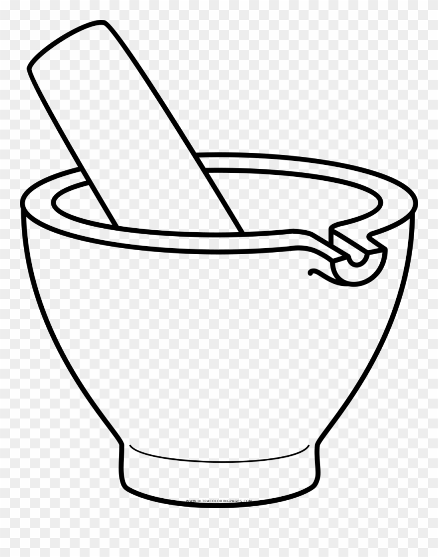 Mortar And Pestle Coloring Page - Mortero Para Colorear Clipart