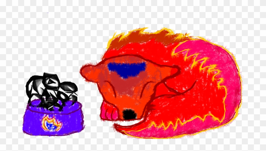 He Is Sleeping All Curled Up, Has Pinkish, Red Skin - Illustration Clipart