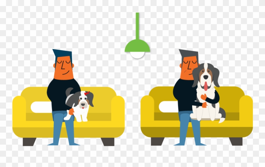 Illustration Image Of A Man Holding A Dog In His Lap - Illustration Clipart