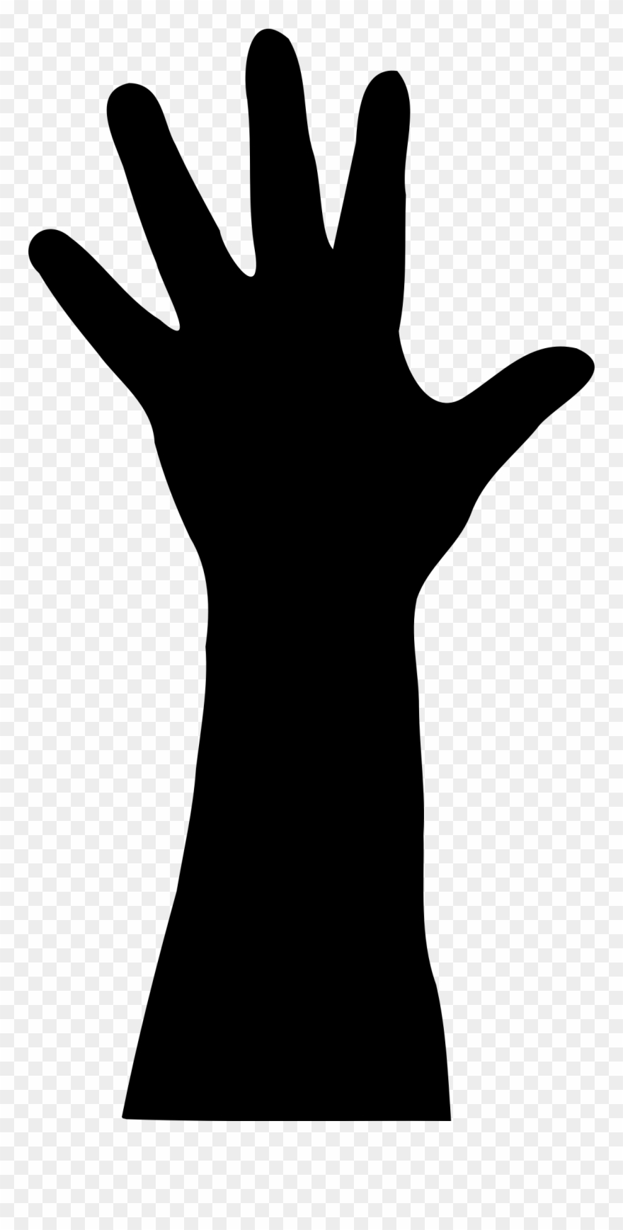Raised Hand In Silhouette - Hand Silhouette Clipart
