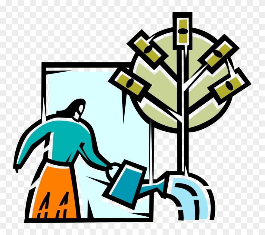 Vector Illustration Of Businesswoman Waters Corporate Clipart