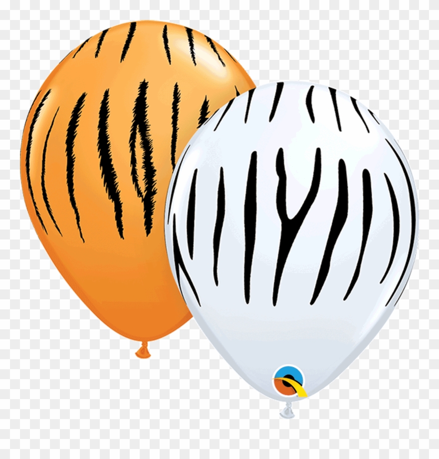 6 Pack Jungle Tiger Stripes Latex Balloons Clipart