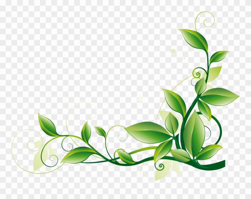 Цветочный Орнамент Желто Зеленый Вытянутый - Leaf Corner Border Png Clipart