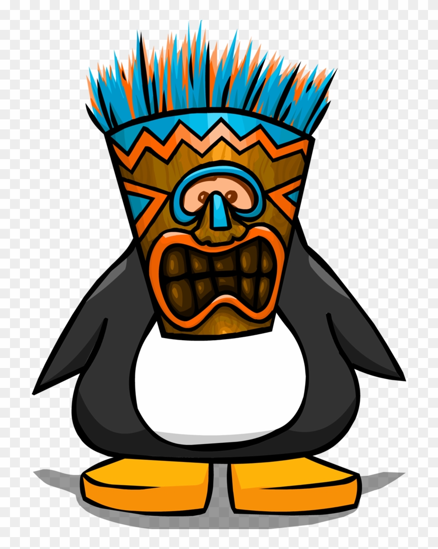 Blue Tiki Mask From A Player Card - Penguin With A Horn Clipart