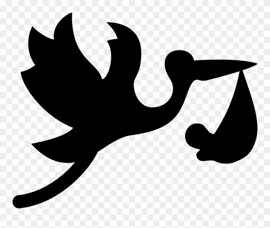 Flying Stork With Bundle Icon - Stork With Baby Icon Clipart