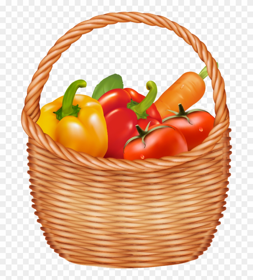 Vegetable Basket Clipart At Getdrawings - Fruits And Vegetables Basket - Png Download