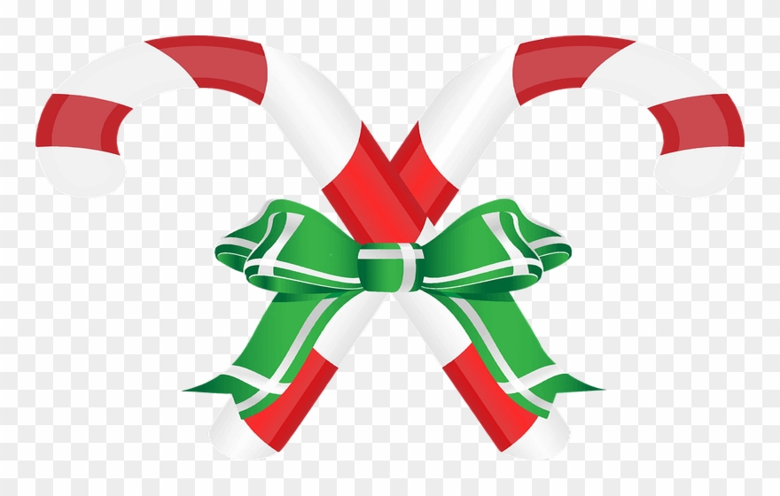 Candy Cane With Ribbon Clipart
