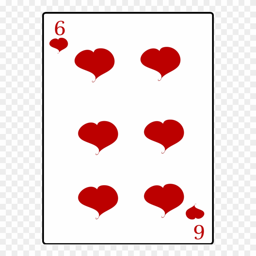 Free 6 Of Hearts - Six Of Hearts Card Clipart