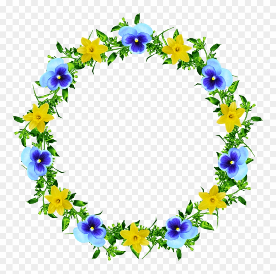 Image Result For Images For Purple Flower Frame With - Flowers Frame Circle Blue Png Clipart