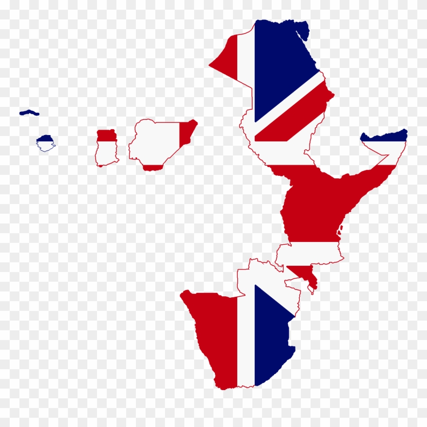 Flag Map Of British Africa - British Empire Flag Map Clipart